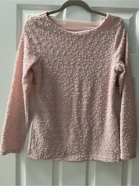 Jennifer Lopez Textured Light Pink Long Sleeve Sweater Top